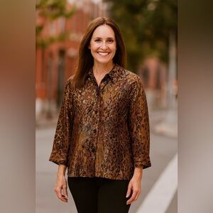 Sexy Animal Print Button-down Top by Choices Size PS
